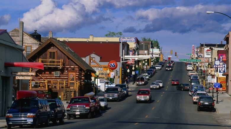 Downtown Ely, Minnesota, with outfitters and shops along the main street